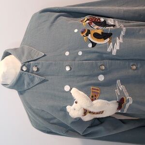 Vintage Green Corduroy Christmas Shirt